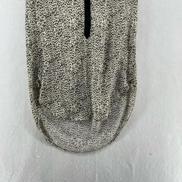 H&M Tank Top Women Sz 2 Cream Beige Black Dots Print V-Neck Piping Long Back Hem - Picture 7 of 11